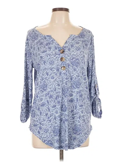 Pre-owned Como Vintage Long Sleeve Henley Shirt In Blue