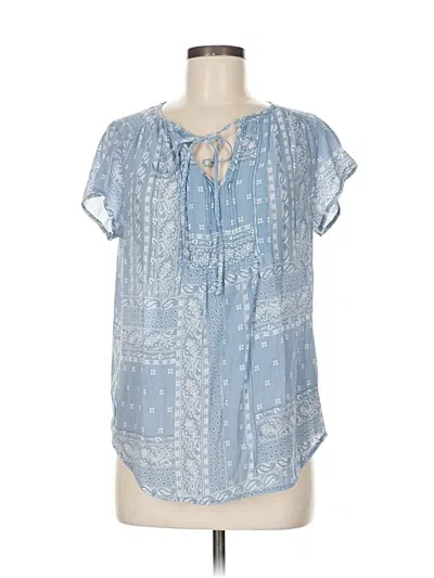 Pre-owned Como Vintage Short Sleeve Blouse In Blue