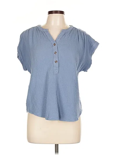 Pre-owned Como Vintage Short Sleeve Blouse In Blue