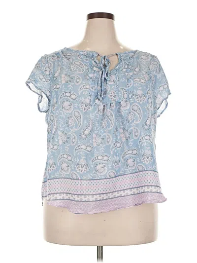 Pre-owned Como Vintage Short Sleeve Blouse In Blue