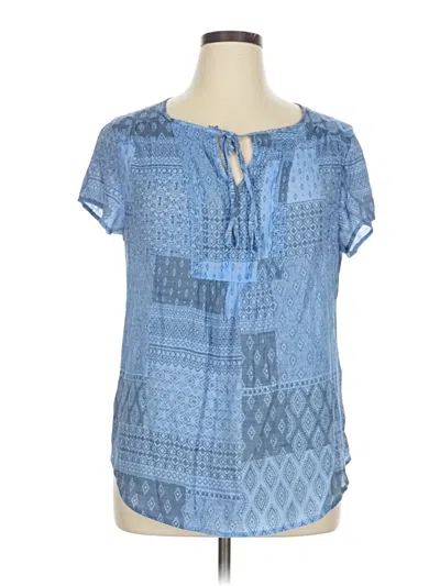 Pre-owned Como Vintage Short Sleeve Blouse In Blue