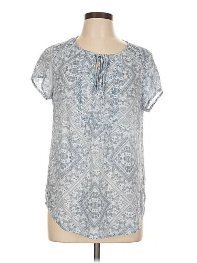 Pre-owned Como Vintage Short Sleeve Blouse In Blue