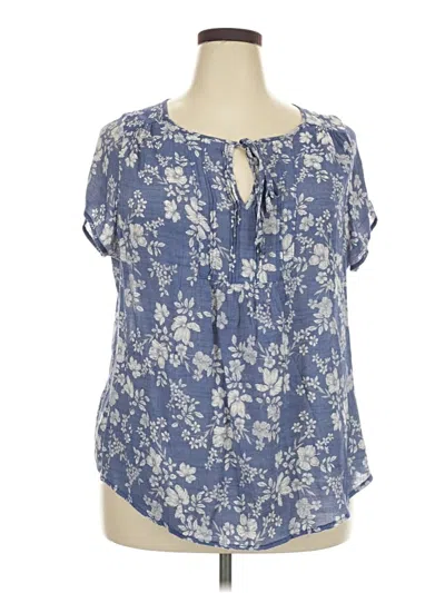 Pre-owned Como Vintage Short Sleeve Blouse In Blue