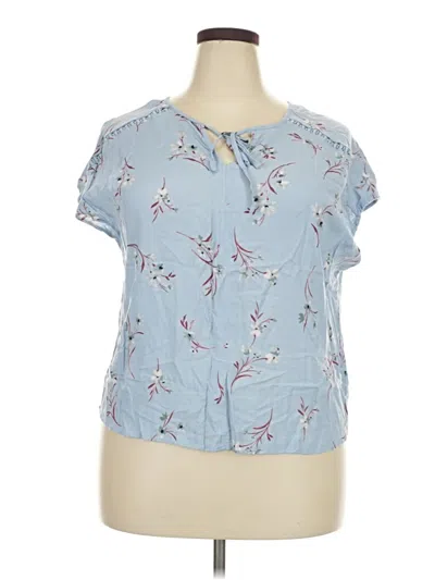 Pre-owned Como Vintage Short Sleeve Blouse In Blue