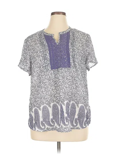 Pre-owned Como Vintage Short Sleeve Blouse In Gray