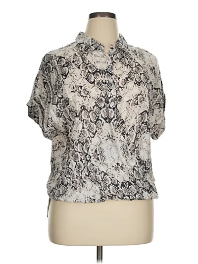 Pre-owned Como Vintage Short Sleeve Blouse In Silver