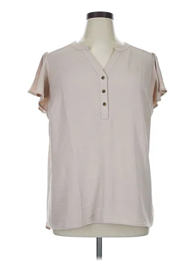 Pre-owned Como Vintage Short Sleeve Blouse In Tan