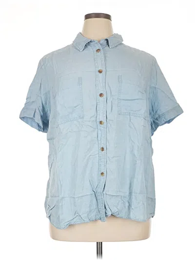 Pre-owned Como Vintage Short Sleeve Button Down Shirt In Blue