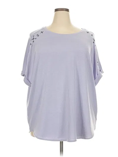 Pre-owned Como Vintage Short Sleeve Top Purple Cold Shoulder Neckline Tops