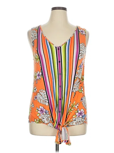 Pre-owned Como Vintage Tank Top Orange Plunge Neckline Tops
