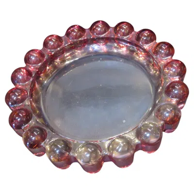 Pre-owned Compagnia Di Venezia E Murano (c.v.m.) Rare 19th Century Heavy Opalescent Cranberry Murano Bowl Dish In Gray