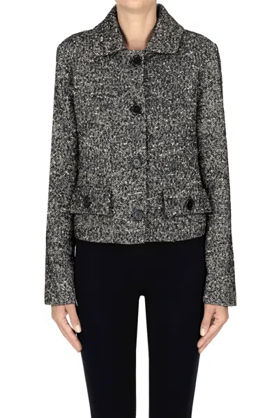 Compagnia Italiana Cropped Tweed Blazer In Black