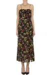 Compagnia Italiana Flower Print Slip Dress In Black
