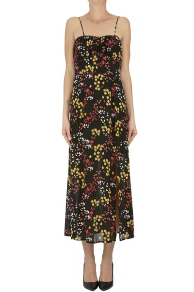 Compagnia Italiana Flower Print Slip Dress In Black