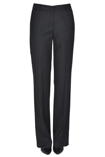 Compagnia Italiana Pinstriped Trousers In Black