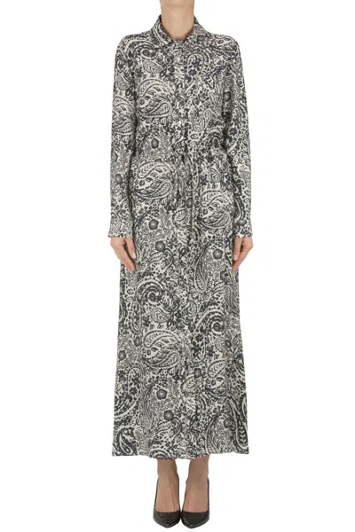 Compagnia Italiana Printed Shirt Dress In Gray