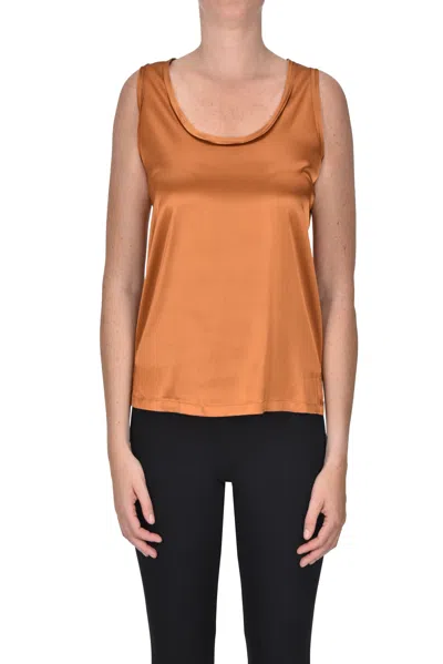 Compagnia Italiana Viscose Satin Top In Orange