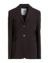 Compagnia Italiana Woman Blazer Dark Brown Size 12 Polyester, Elastane