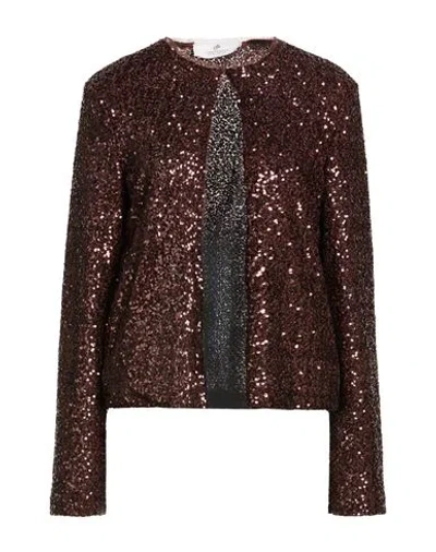 Compagnia Italiana Woman Jacket Dark Brown Size 12 Polyester, Elastane