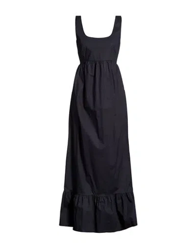 Compagnia Italiana Woman Maxi Dress Midnight Blue Size L Linen, Viscose