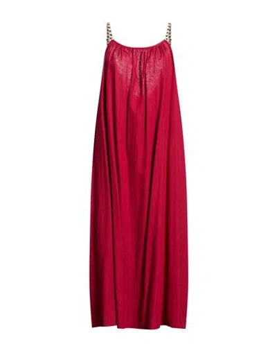 Compagnia Italiana Woman Midi Dress Brick Size M Linen, Viscose In Red