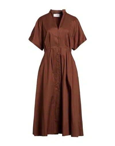 Compagnia Italiana Woman Midi Dress Chocolate Brown Size 2 Cotton