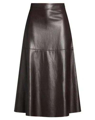 Compagnia Italiana Woman Midi Skirt Dark Brown Size 12 Polyester