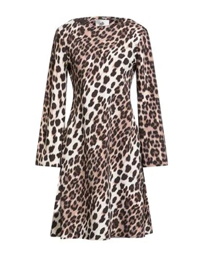 Compagnia Italiana Woman Mini Dress Beige Size 4 Recycled Polyester, Polyester In Animal Print