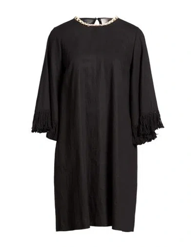 Compagnia Italiana Woman Mini Dress Black Size S Linen, Viscose
