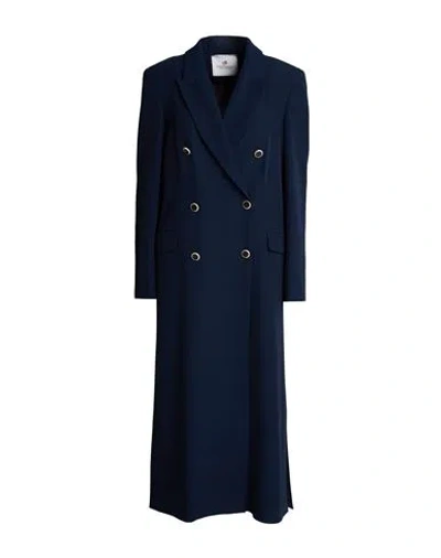 Compagnia Italiana Woman Overcoat & Trench Coat Midnight Blue Size 10 Polyester, Elastane