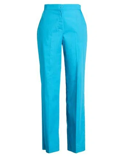 Compagnia Italiana Woman Pants Azure Size 8 Polyester, Cotton In Blue