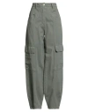 Compagnia Italiana Woman Pants Military Green Size 10 Cotton In Gray