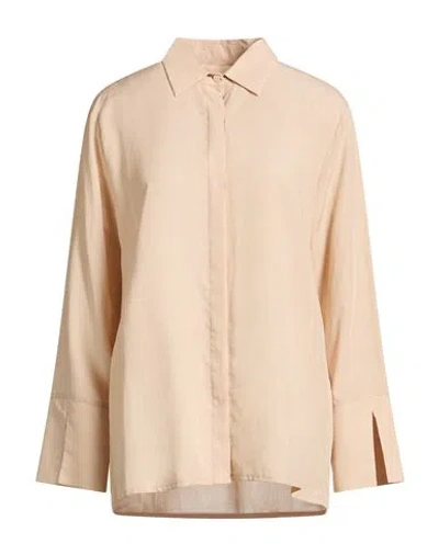 Compagnia Italiana Woman Shirt Beige Size 8 Lyocell, Linen In Neutral