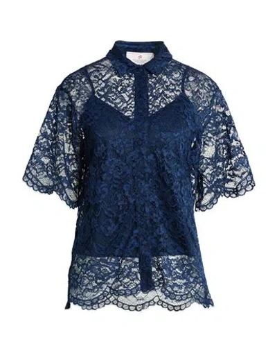Compagnia Italiana Woman Shirt Midnight Blue Size 12 Cotton