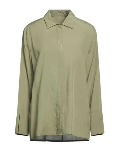 Compagnia Italiana Woman Shirt Military Green Size 10 Lyocell, Linen
