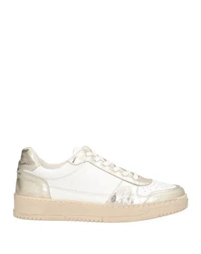 Compagnia Italiana Woman Sneakers Gold Size 10 Leather In White