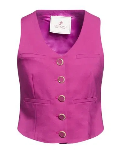 Compagnia Italiana Woman Tailored Vest Fuchsia Size 10 Cotton, Polyester, Rubber In Purple