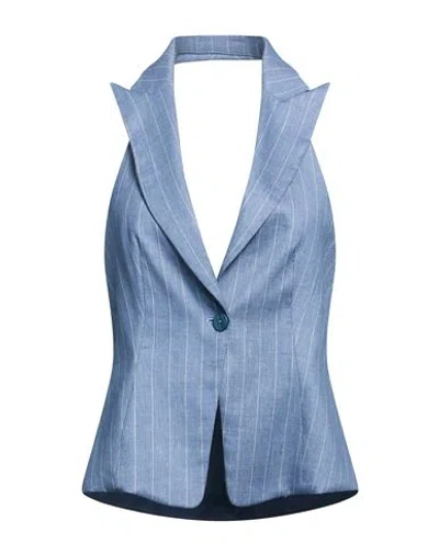 Compagnia Italiana Woman Top Sky Blue Size 10 Polyester, Linen, Viscose, Elastane