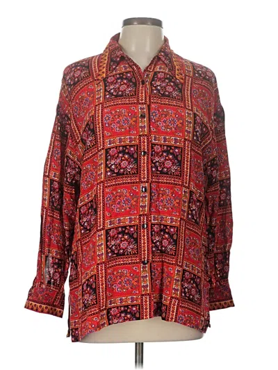 Pre-owned Compagnie Internationale Express Long Sleeve Button Down Shirt In Red