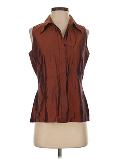 Pre-owned Compagnie Internationale Express Sleeveless Silk Top Brown Halter Neckline Tops