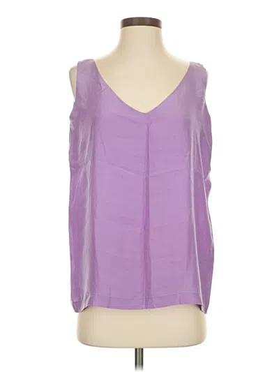 Pre-owned Compagnie Internationale Express Sleeveless Silk Top Purple Cold Shoulder Neckline Tops