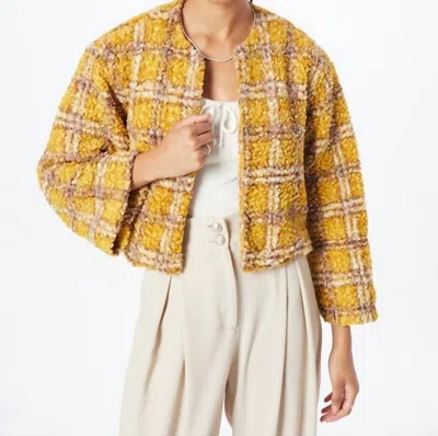 Compañía Fantástica Arlene Plaid Jacket In Mustard In Yellow
