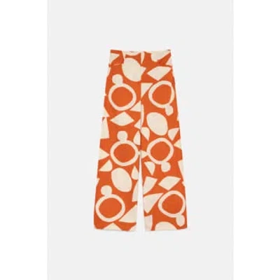 Compañía Fantástica Block Print Wide Leg Trousers In Orange