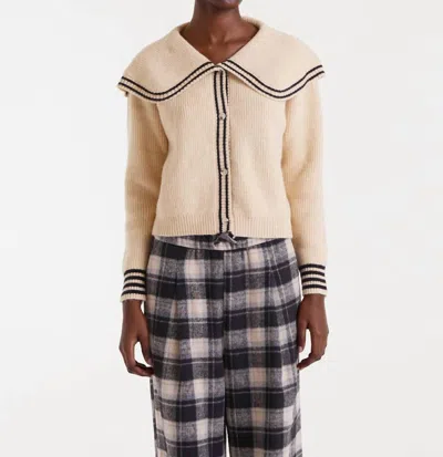 Compañía Fantástica Button Down Collared Cardigan In Ecru/ Black