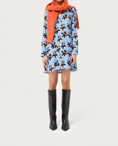 Compañía Fantástica Calatea Floral Print Short Dress In Flowers 7 In Blue