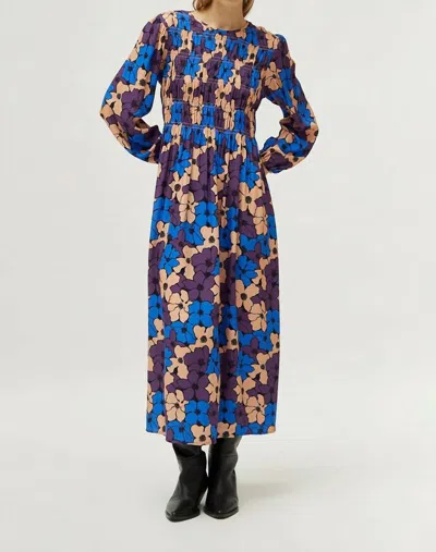Compañía Fantástica Camille Floral Print Long Dress In 000184/flowers 4 In Blue
