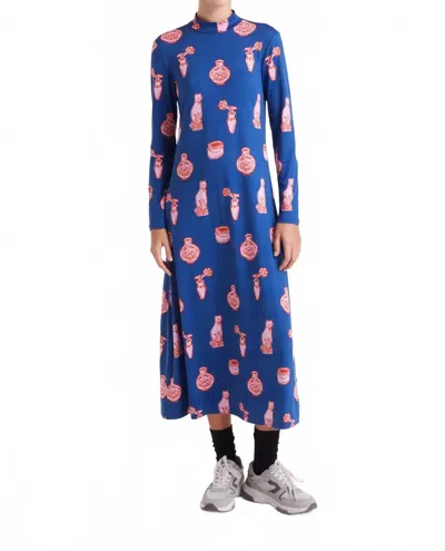 Compañía Fantástica Cat & Vase Dress In Navy In Blue