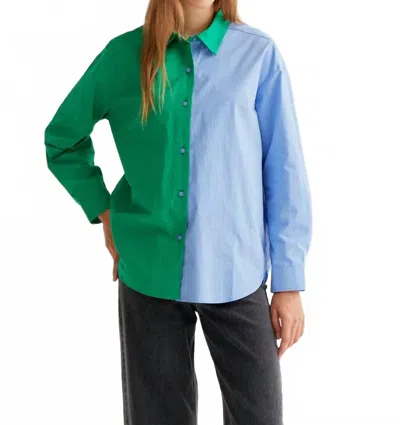 Compañía Fantástica Color Block Button Down Shirt In Green