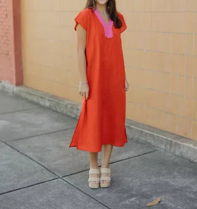 Compañía Fantástica Cotton Beach Kaftan In Red/pink In Orange