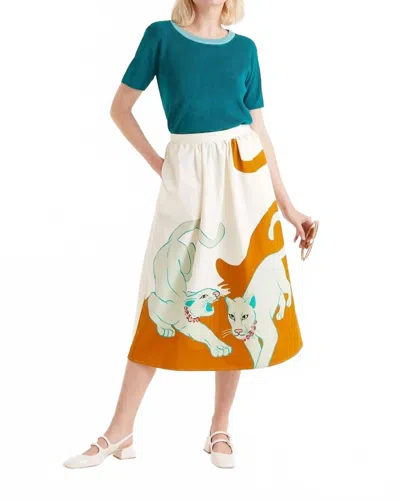 Compañía Fantástica Cotton Midi Skirt In Jungle Print In Multi